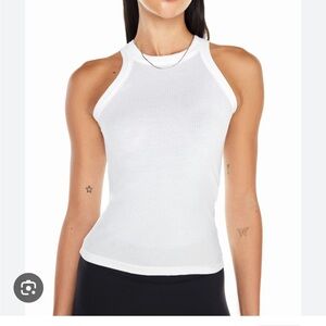 Bandier Rivington White Ribbed Tank Top
